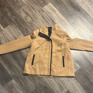 Woman’s Tan Jacket with Leather Detail